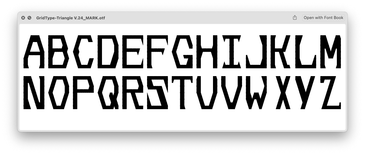 Mark Wiitanen’s font FiFi/AA, based on Roosje van der Kamp’s description of Herkules.